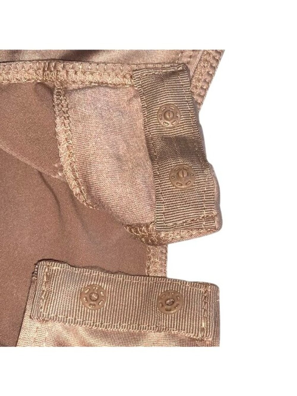 And Now This Womens Tan Sleeveless Bodysuit L Polyester/Spandex Blend Snap Closu - Picture 7 of 11